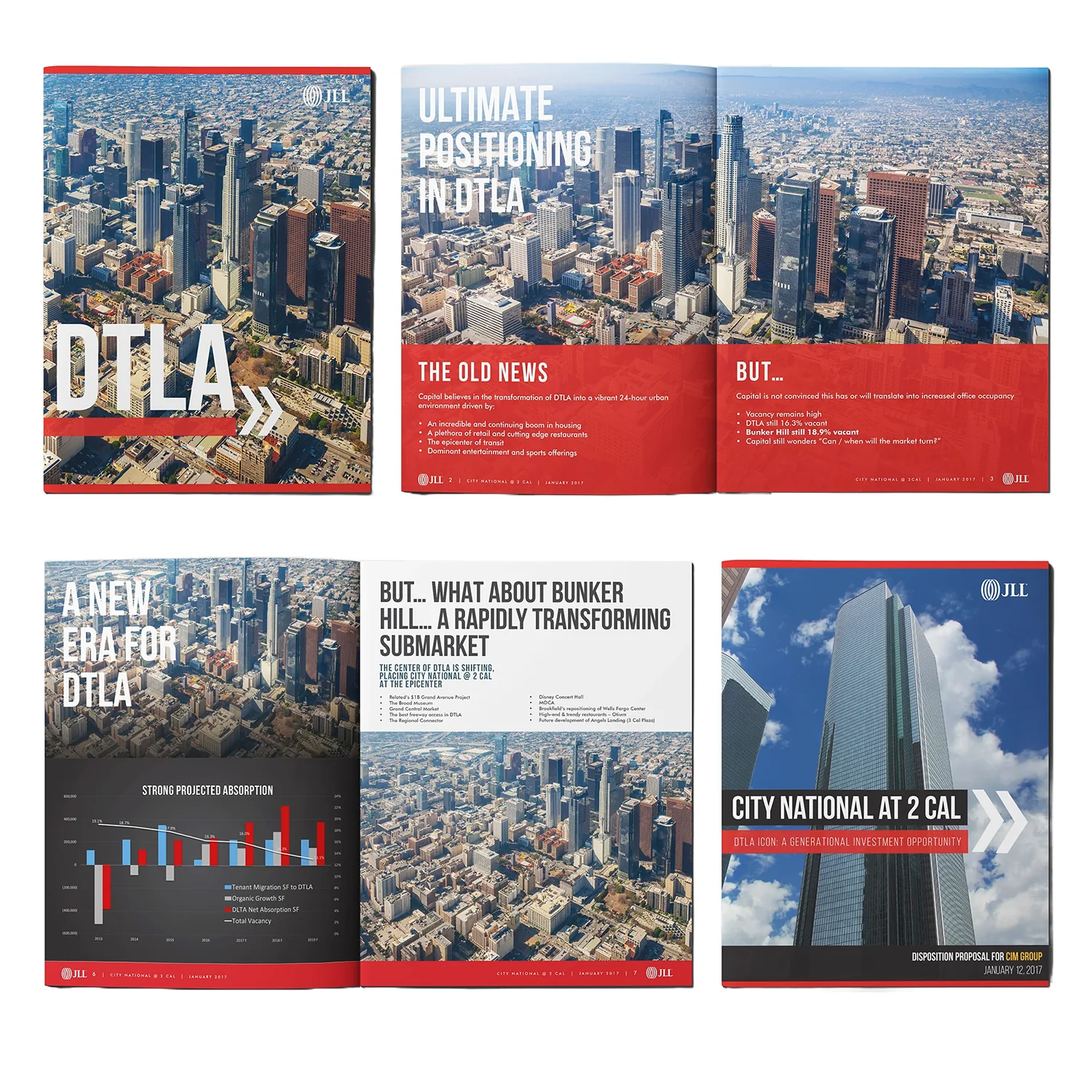 DTLA brochure spreads · Ultimate Positioning in DTLA and A New Era for DTLA